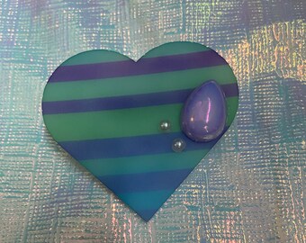 Striped Heart Acrylic Brooch/Pin/Laser cut jewelry/Acrylic Accessories/Handmade