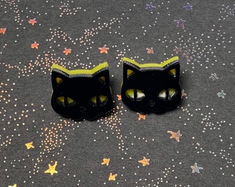 Cat/Black Cat /Stud Earrings/Acrylic/Cat lover gift/Magic/Gift for her/Gift for him
