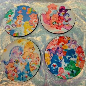 Care Bears Coaster Set of 4/ Drinkware/Barware/Drinks/Gift for her/get for him/gift for them/holiday gift