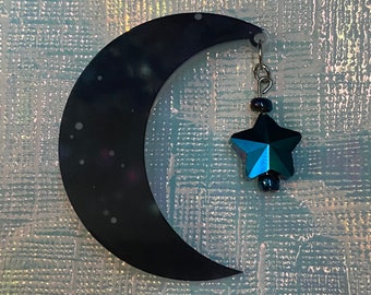 Galaxy Moon Brooch/Dangle/Star/Pin/Laser Cut Jewelry/Acrylic Accessories/Handmade