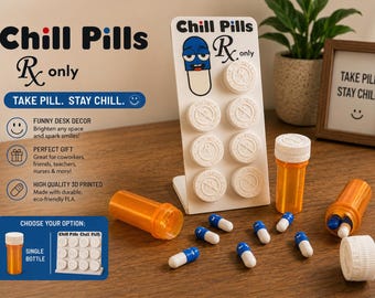Juego de frascos para pastillas relajantes / Frasco de pastillas divertido impreso en 3D / Decoración de escritorio / Regalo de broma para aliviar el estrés / Mini recipientes para pastillas