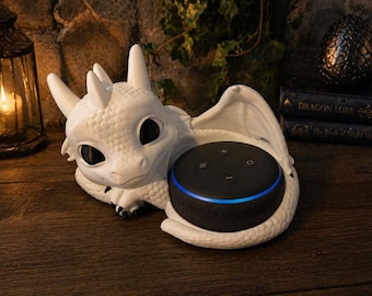 Figura de dragón en reposo impresa en 3D - Compatible con Echo Dot 3 / Impresión 3D / Decoración del hogar