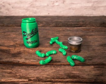Miniature Pickle Jar w/3d adorable pickles/ 3d pickle fidgets/ pickle decor.