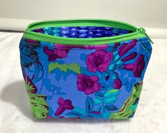 Pouch Makeup Bag, Accessory Bag. Handmade Kaffe Fassett Fabric