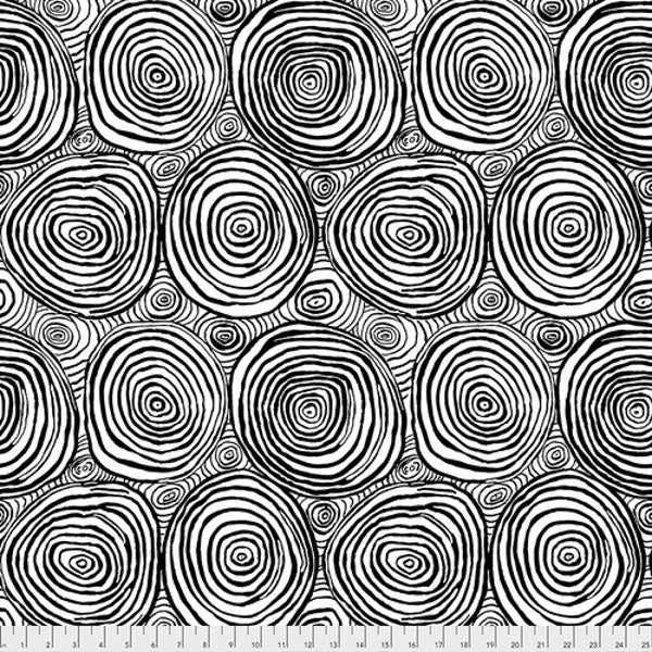 Onion Rings in Black Brandon Mably Fabric PWMB050 Kaffe Fassett Collective Cotton Quilting Fabric Sold By The Half Yard