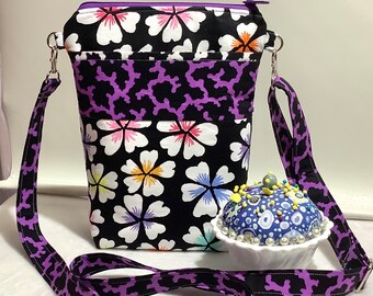 Great travel Bag / Holds bottle of water. Small Crossbody Bag / Slingbag Shoulder Bag Purse Handmade Kaffe Fassett Fabric