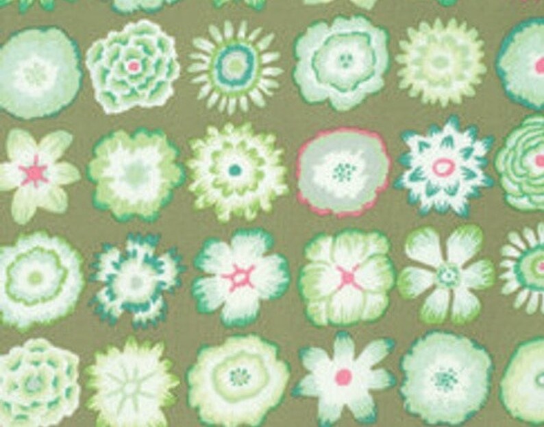 Button Flowers In Green Pwgp152 Kaffe Fassett Fabric 100 Etsy
