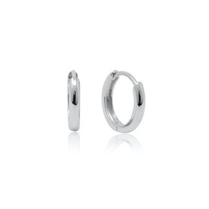 Sterling Silver 925 Plain Round Huggie Hoop Earrings, Small Huggie Earrings, 9mm, 10mm Inner diameter, Simple Minimalist Earrings, Unisex