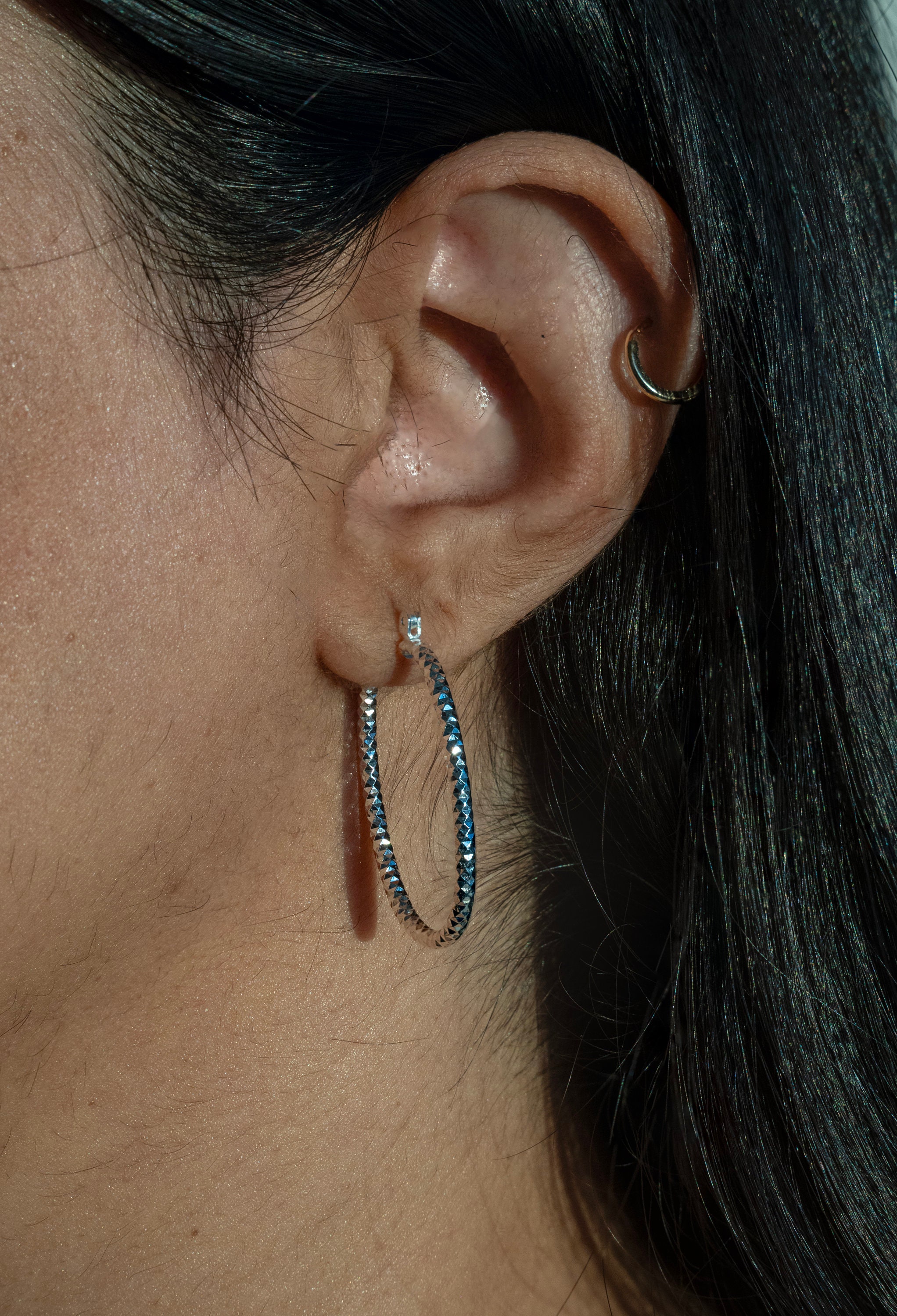 Orecchini A Cerchio Rotondi Spessi E Semplici Da 2" 5 Mm X 50 Mm In Vero Argento Sterling 925 - Italia - Foto 6