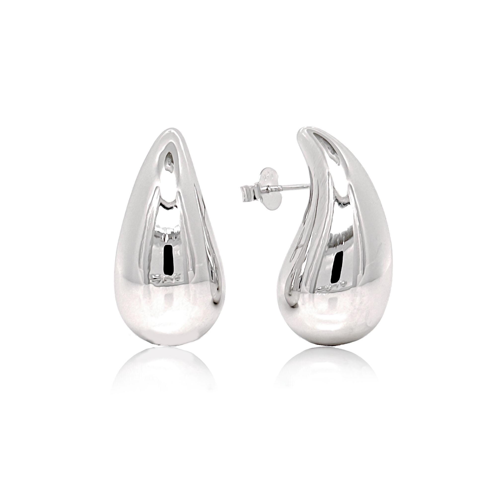 Sterling Silver 925 Chunky Teardrop Earrings, Puffy Earrings, Stud Earrings, Chunky Earrings, Large Tear Drops, Thick Earrings, Lightweight