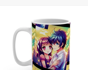 Hermosa taza de amor de anime sin fin 15 oz por AdA