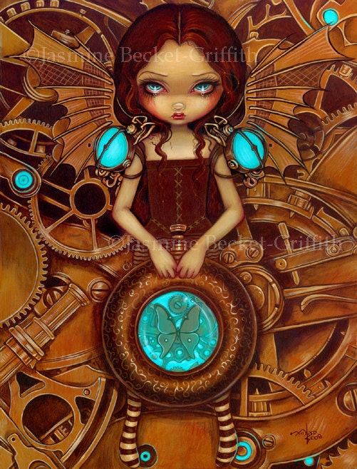 Mechanical Angel I steampunk clockwork fairy art print by Etsy