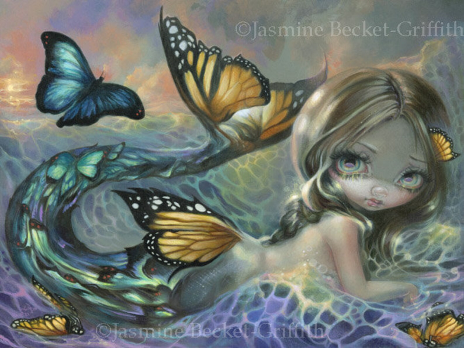 Sea Monarch mermaid art print by Jasmine BecketGriffith 8x10 Etsy