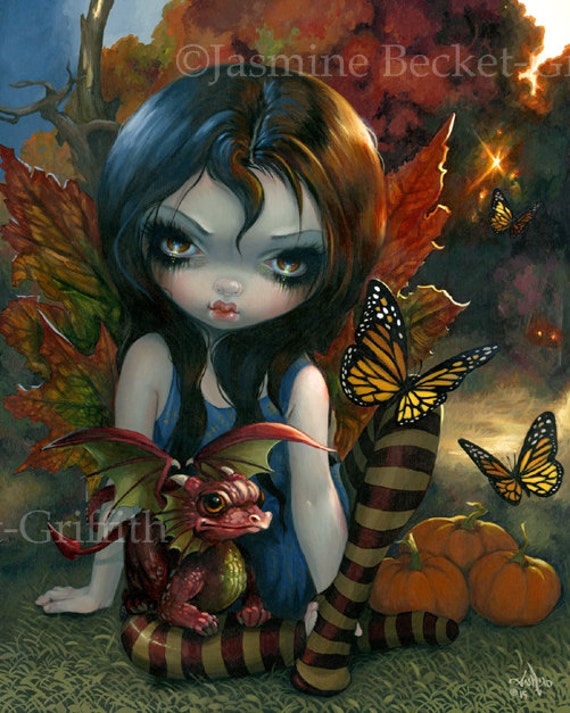 Jasmine Becket-Griffith art print SIGNED Black Orchid Fairy flower gothic fairie