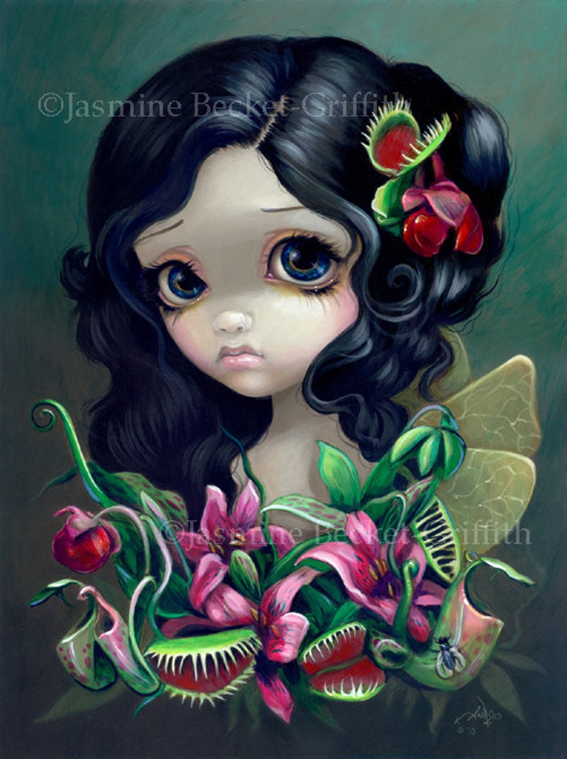 Carnivorous Bouquet Fairy creepy flowers fairy art print by | Etsy