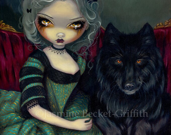 Loupgarou Noir Black Werewolf Fairy Art Print by Jasmine Becket