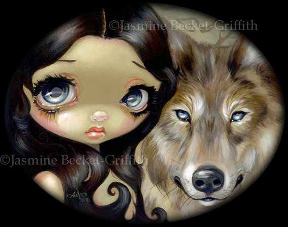 Silver Wolf fairy fantasy gothic faery art Jasmine Becket-Griffith CANVAS PRINT
