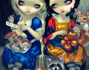 Alice et Blanche-Neige - Impression sur toile 20 x 10 po.