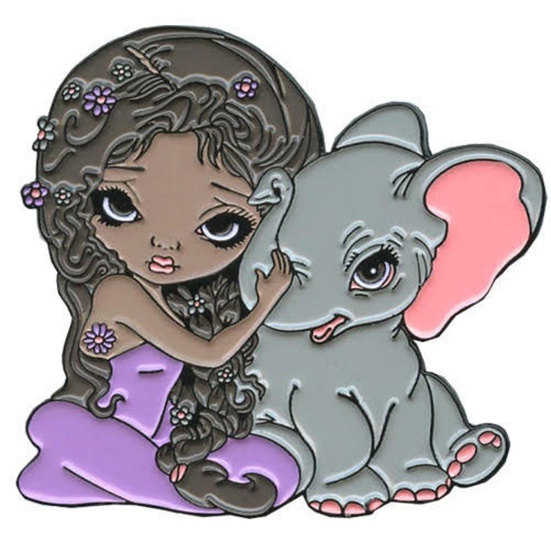 Elephant Friend Collectible Enamel Pin by Jasmine Becket-Griffith Art