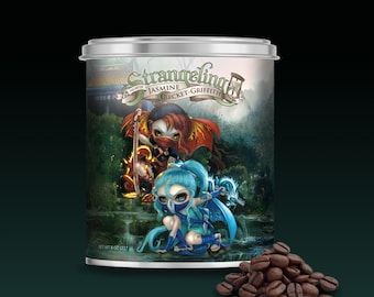 Café en grano entero en lata firmada - Ninja Dragonlings de Jasmine Becket-Griffith