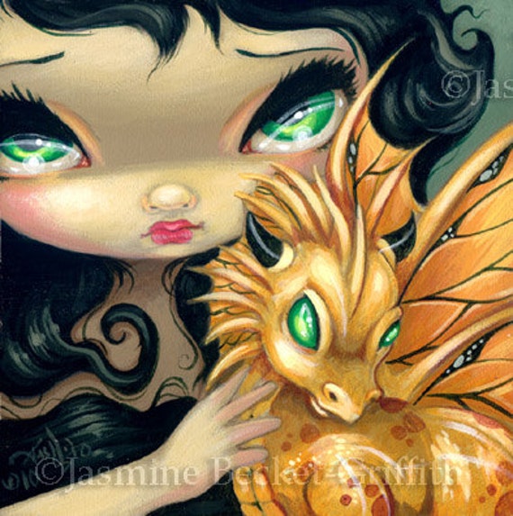 Fairy Face 88 Jasmine Becket-Griffith SIGNED 6x6 PRINT baby purple dragon faery