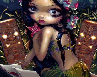 Amara et le livre - Impression d'art 20 x 10 po. - Jasmine Becket-Griffith