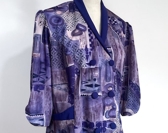 Vintage 1980s Purple Abstract Jacket UK 16 / 18