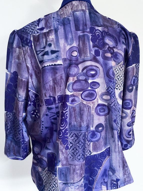 Vintage 1980s Purple Abstract Jacket UK 16 / 18 - image 5