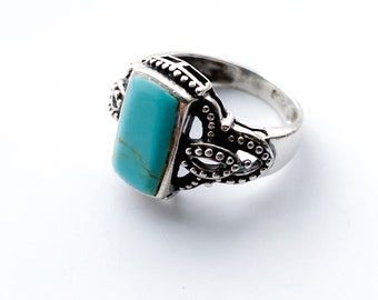 Turquoise Sterling Silver Vintage Ring UK R