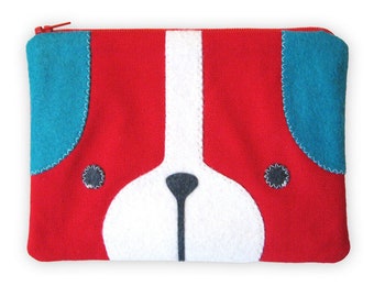 Puppy Dog Zipper Pouch in Red
