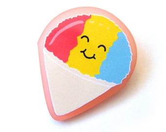 Happy Rainbow Snow Cone Acrylic Brooch Pin