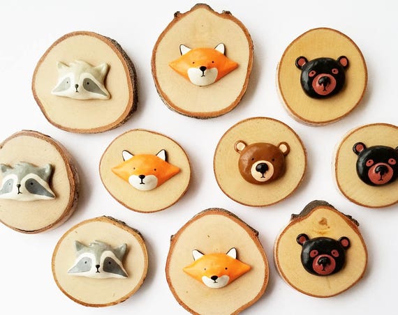 Mini Woodland Critter Wood Wall Plaque - choose from Raccoon, Fox, and Bear