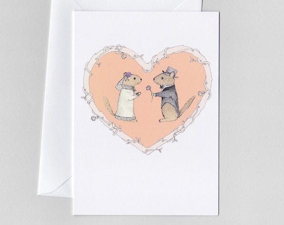 Chipmunk Wedding Card and Envelope