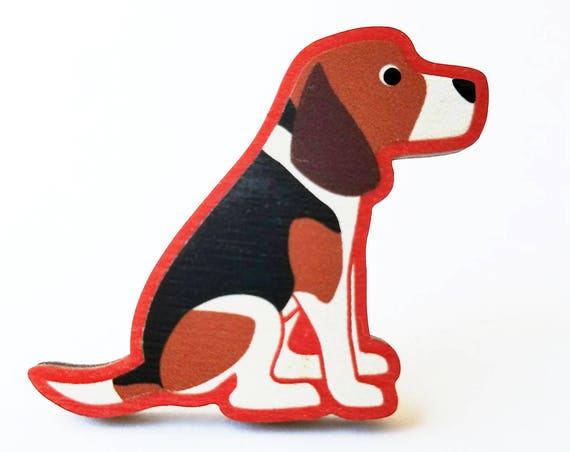 Beagle Wooden Brooch Pin
