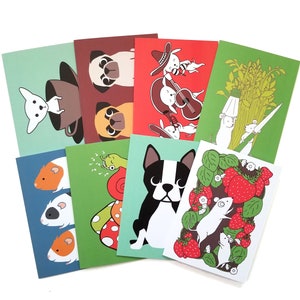 CHOOSE ONE: Assorted All Occasion Animal Individual Blank Greeting Note Card or Choose 8 Card Set image 1