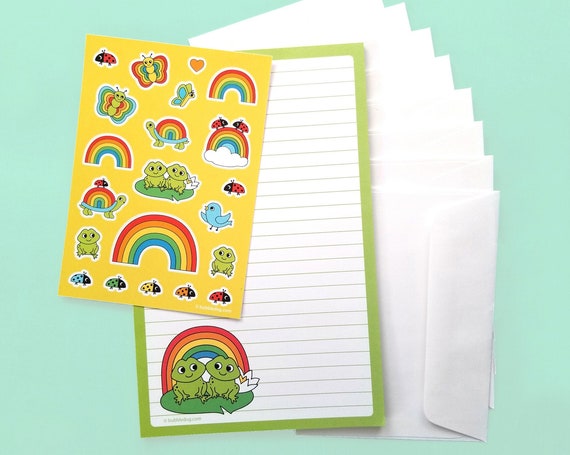Froggy Friends Notepad, Stickers, and Envelopes Stationery Set