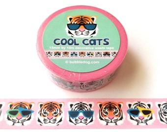 Cool Cats Tigers in Retro Sunglasses Decorative Washi Tape Roll