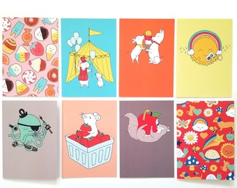 Happy Animals All Occasion Blank Note Card Set or Individual Card