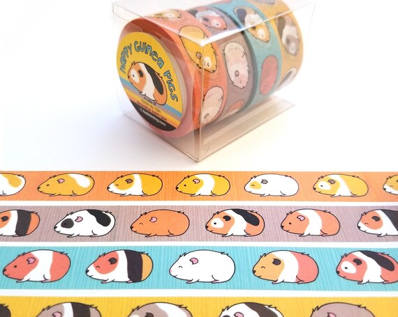 Happy Guinea Pigs Decorative Washi Tape Four Roll Set