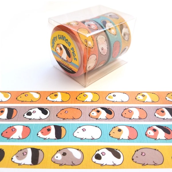Happy Guinea Pigs Decorative Washi Tape Four Roll Set