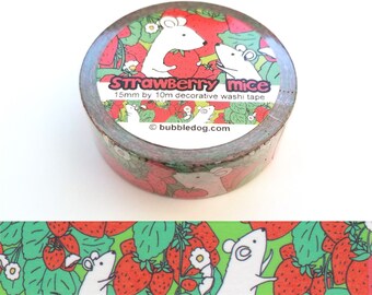 Strawberry Mice Decorative Washi Tape Roll