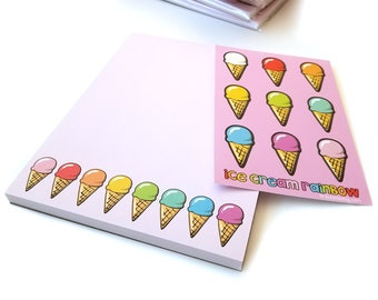 Ice Cream Rainbow 50 Sheet Notepad & Coordinating Stickers