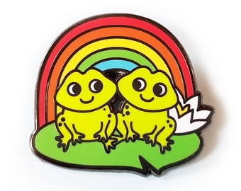 Rainbow Froggy Friends Hard Enamel Frog Lapel Pin