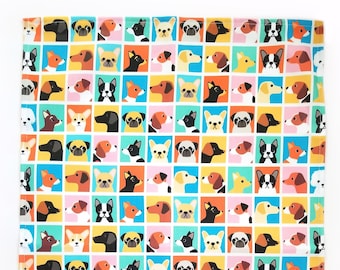 Dog Portraits Linen Cotton Tea Towel