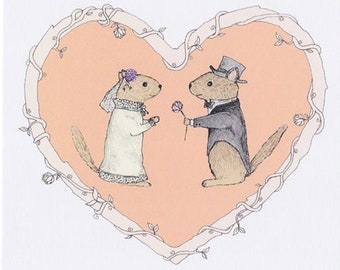 Chipmunk Wedding Card and Envelope