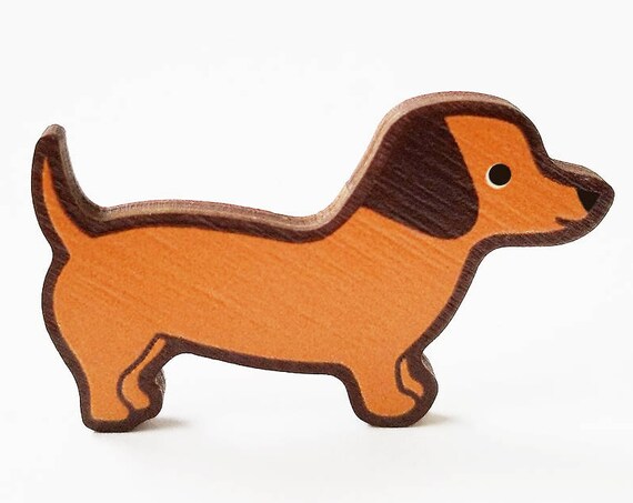 Dachshund Wooden Brooch Pin