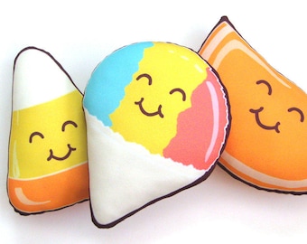 Happy Sweets Plush Pillow: Snow Cone, Candy Corn, or Orange Slice