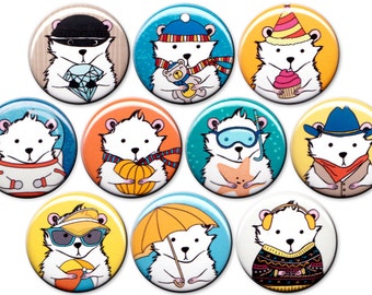 A Hamster For All Occasions Pin Set of 10 One Inch Pinback Buttons