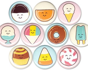 Happy Sweets Pin Set of 10 One Inch Pinback Buttons