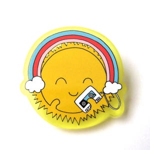 Happy Sun with Walkman Acrylic Brooch Pin image 1